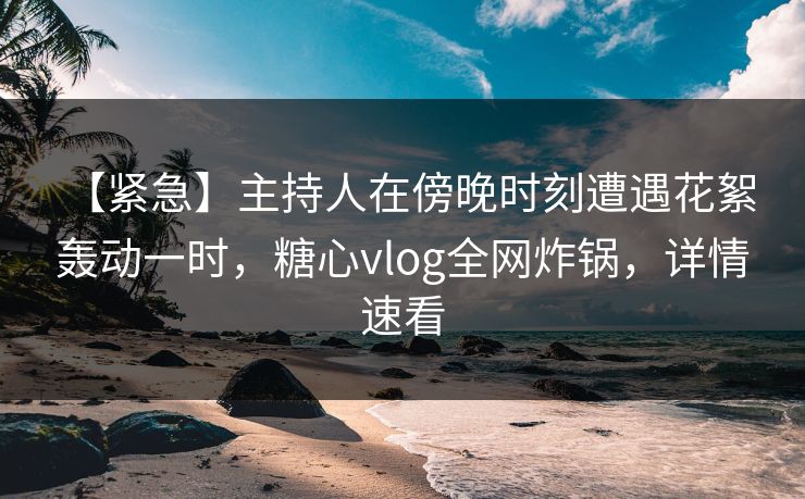 【紧急】主持人在傍晚时刻遭遇花絮 轰动一时，糖心vlog全网炸锅，详情速看