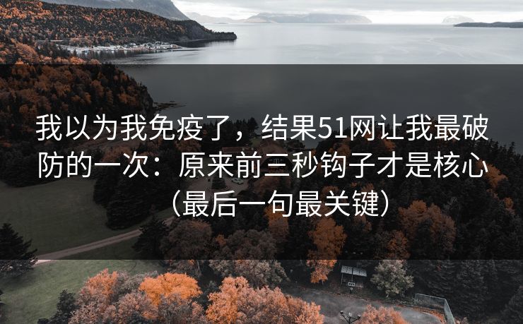 我以为我免疫了,结果51网让我最破防的一次:原来前三秒钩子才是核心(最后一句最关键) 第1张 我以为我免疫了,结果51网让我最破防的一次:原来前三秒钩子才是核心(最后一句最关键) 第1张