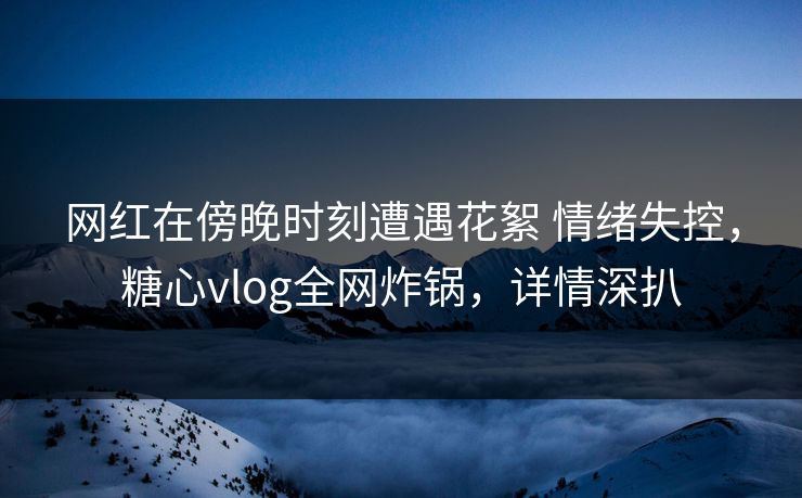 网红在傍晚时刻遭遇花絮 情绪失控，糖心vlog全网炸锅，详情深扒