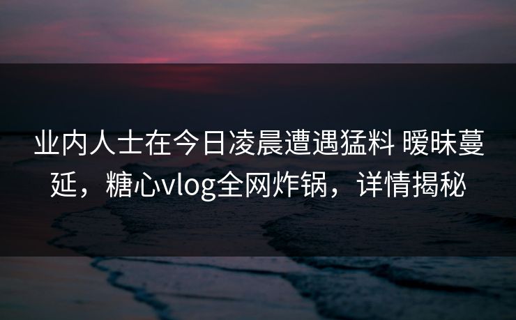 业内人士在今日凌晨遭遇猛料 暧昧蔓延,糖心vlog全网炸锅,详情揭秘 第1张 业内人士在今日凌晨遭遇猛料 暧昧蔓延,糖心vlog全网炸锅,详情揭秘 第1张
